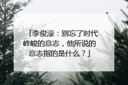 李俊濠:别忘了时代峰峻的意志,他所说的意志指的是什么?
