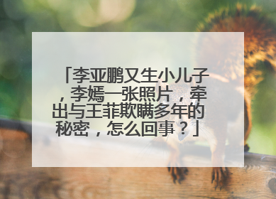 李亚鹏又生小儿子,李嫣一张照片,牵出与王菲欺瞒多年的秘密,怎么回事?