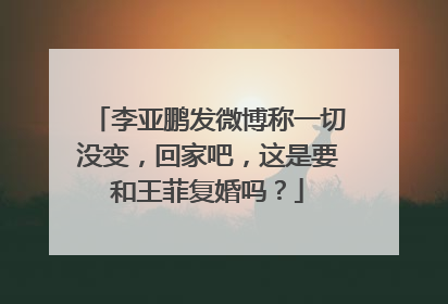 李亚鹏发微博称一切没变,回家吧,这是要和王菲复婚吗?