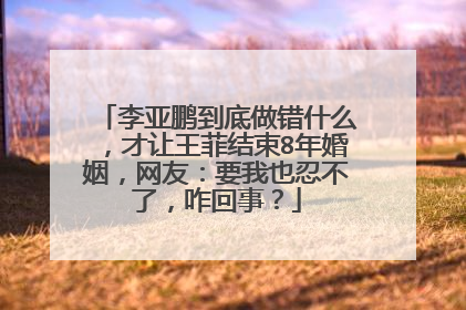 李亚鹏到底做错什么，才让王菲结束8年婚姻，网友：要我也忍不了，咋回事？