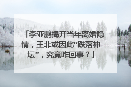 李亚鹏揭开当年离婚隐情,王菲或因此“跌落神坛”,究竟咋回事?