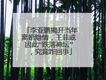 李亚鹏揭开当年离婚隐情，王菲或因此“跌落神坛”，究竟咋回事