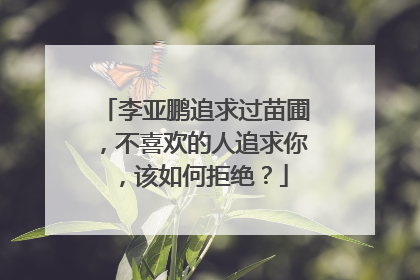 李亚鹏追求过苗圃,不喜欢的人追求你,该如何拒绝?