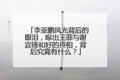 李亚鹏风光背后的眼泪,曝出王菲与谢霆锋和好的真相,背后究竟有什么?