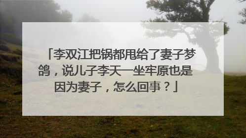李双江把锅都甩给了妻子梦鸽,说儿子李天一坐牢原也是因为妻子,怎么回事?