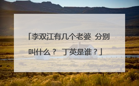 李双江有几个老婆 分别叫什么？ 丁英是谁？