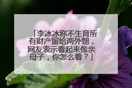 李冰冰称不生育所有财产留给两外甥,网友表示看起来像亲母子,你怎么看?