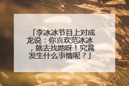 李冰冰节目上对成龙说:你喜欢范冰冰,就去找她呀!究竟发生什么事情呢?