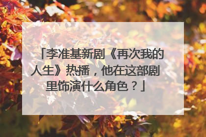 李准基新剧《再次我的人生》热播,他在这部剧里饰演什么角色?
