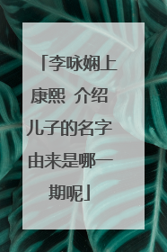 李咏娴上康熙 介绍儿子的名字由来是哪一期呢