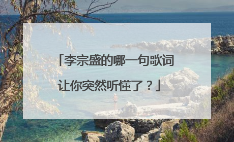 李宗盛的哪一句歌词让你突然听懂了？