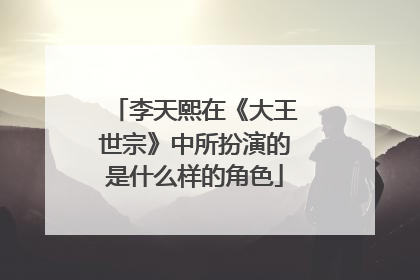 李天熙在《大王世宗》中所扮演的是什么样的角色