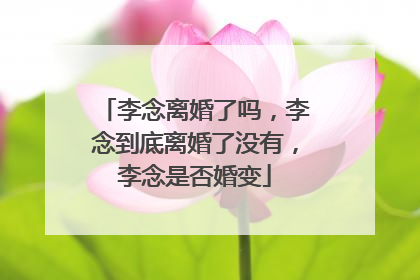 李念离婚了吗，李念到底离婚了没有，李念是否婚变