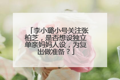 李小璐小号关注张柏芝,是否想设独立单亲妈妈人设,为复出做准备?