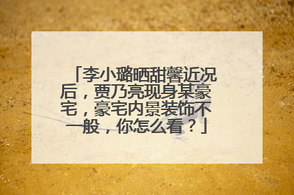 李小璐晒甜馨近况后，贾乃亮现身某豪宅，豪宅内景装饰不一般，你怎么看？