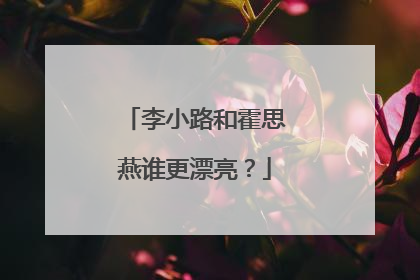 李小路和霍思燕谁更漂亮？