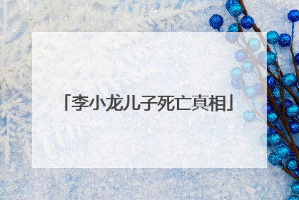 李小龙儿子死亡真相