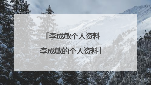李成敏个人资料 李成敏的个人资料