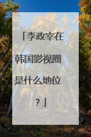 李政宰在韩国影视圈是什么地位？