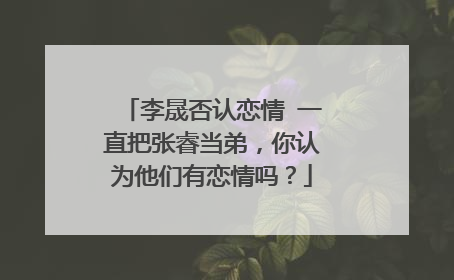 李晟否认恋情 一直把张睿当弟,你认为他们有恋情吗?