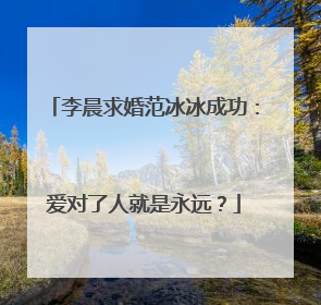 李晨求婚范冰冰成功:爱对了人就是永远?