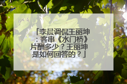 李晨调侃王丽坤：客串《水门桥》片酬多少？王丽坤是如何回答的？