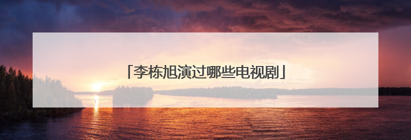 李栋旭演过哪些电视剧