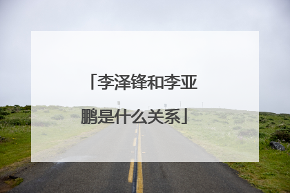 李泽锋和李亚鹏是什么关系