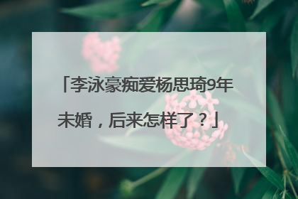 李泳豪痴爱杨思琦9年未婚，后来怎样了？