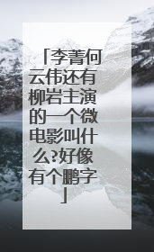 李菁何云伟还有柳岩主演的一个微电影叫什么?好像有个鹏字