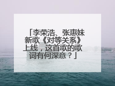 李荣浩、张惠妹新歌《对等关系》上线，这首歌的歌词有何深意？