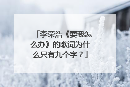 李荣浩《要我怎么办》的歌词为什么只有九个字？