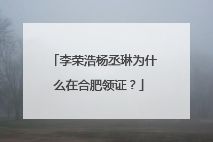 李荣浩杨丞琳为什么在合肥领证？
