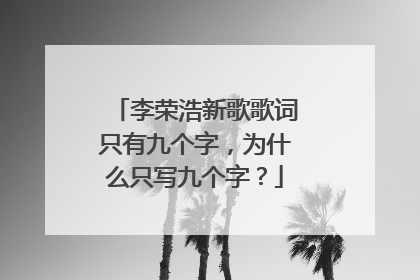 李荣浩新歌歌词只有九个字，为什么只写九个字？
