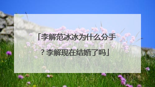 李解范冰冰为什么分手?李解现在结婚了吗