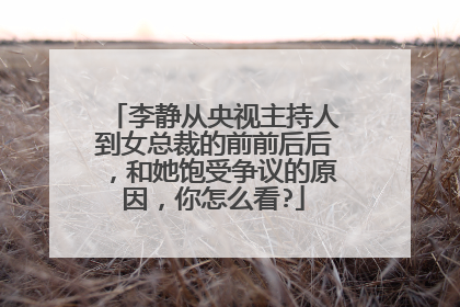 李静从央视主持人到女总裁的前前后后,和她饱受争议的原因,你怎么看?