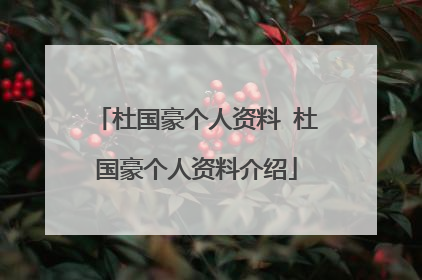 杜国豪个人资料 杜国豪个人资料介绍
