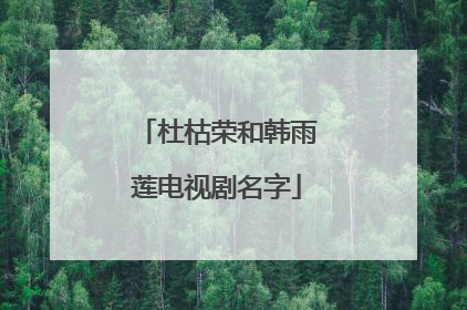 杜枯荣和韩雨莲电视剧名字