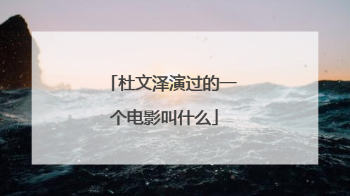 杜文泽演过的一个电影叫什么