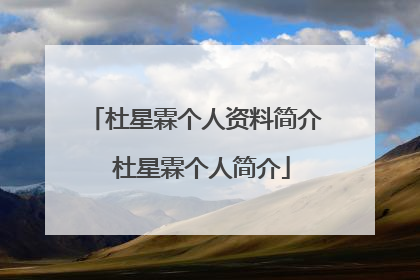 杜星霖个人资料简介 杜星霖个人简介