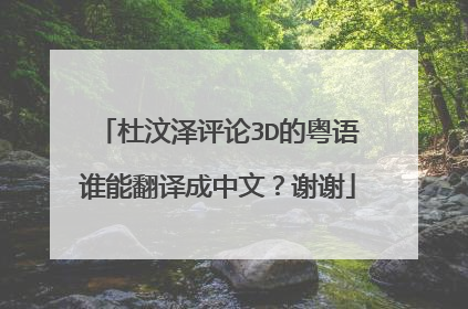杜汶泽评论3D的粤语谁能翻译成中文？谢谢