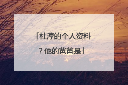 杜淳的个人资料?他的爸爸是