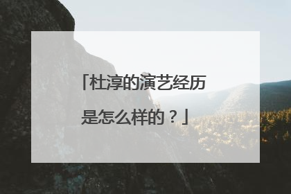 杜淳的演艺经历是怎么样的？