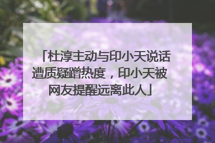杜淳主动与印小天说话遭质疑蹭热度，印小天被网友提醒远离此人