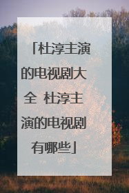 杜淳主演的电视剧大全 杜淳主演的电视剧有哪些