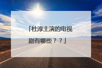 杜淳主演的电视剧有哪些??