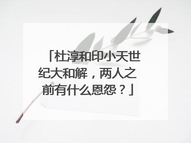 杜淳和印小天世纪大和解，两人之前有什么恩怨？