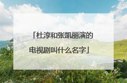 杜淳和张凯丽演的电视剧叫什么名字