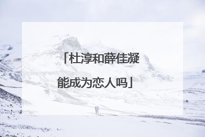 杜淳和薛佳凝能成为恋人吗