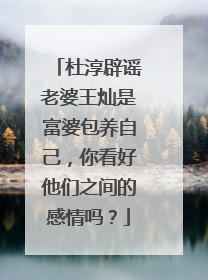 杜淳辟谣老婆王灿是富婆包养自己，你看好他们之间的感情吗？
